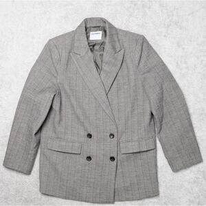 Old Navy Oversized Double Breasted Gray Herringbone Blazer Womens Size M NWOT